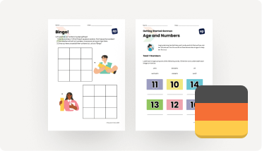 German Worksheets – Numbers, Age & Food Vocabulary